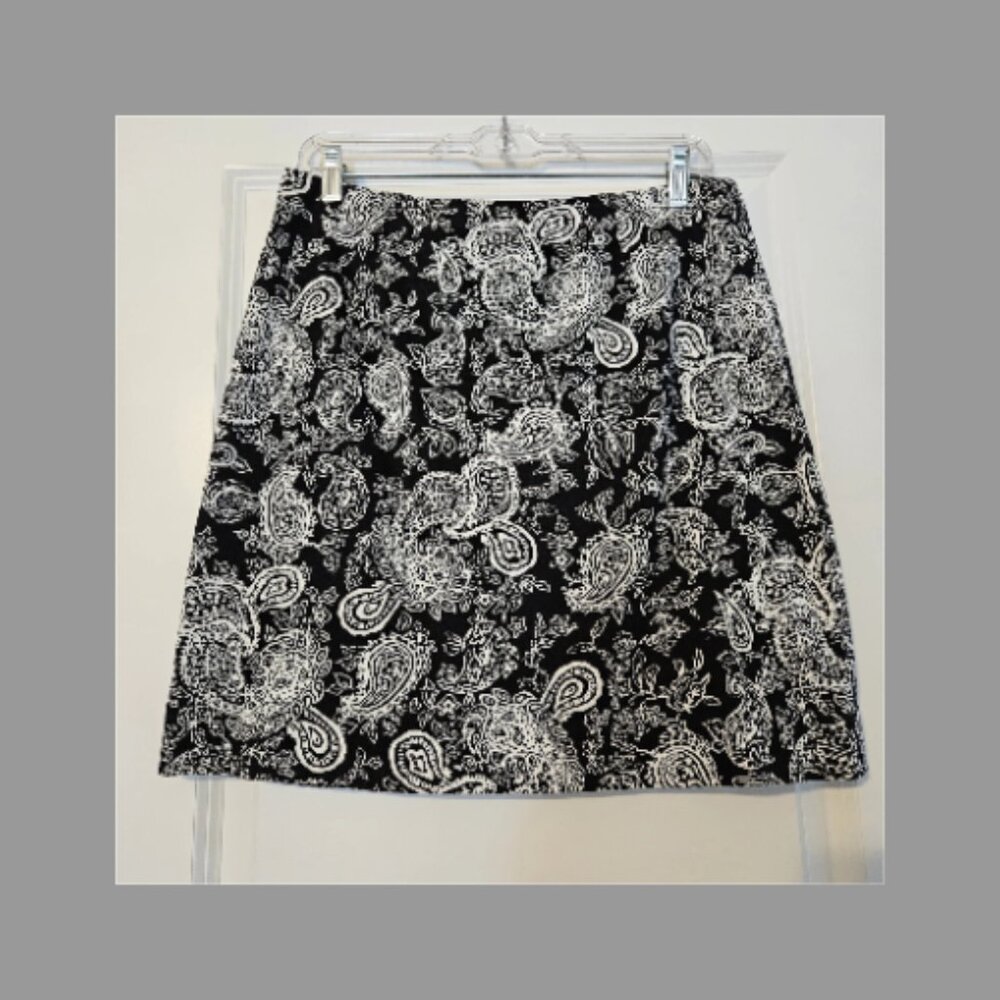 NWOT Lauren Ralph Lauren short Black & White Paisley Print Pencil Skirt Size: 14 - Picture 13 of 13